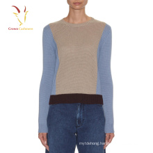 Lady Color Combination Jersey Sweater Lady Pullover Sweater